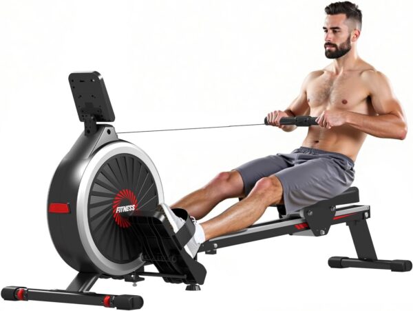 Rameur d'appartement Magnétique BIGZZIA, 16 Niveaux de résistance, Charge max 150 kg, Écran LCD, Noir