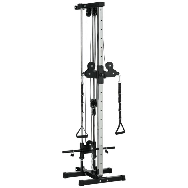 Station de musculation montage mural - double poulie, tirage poitrine, lat pulldown - acier gris noir
